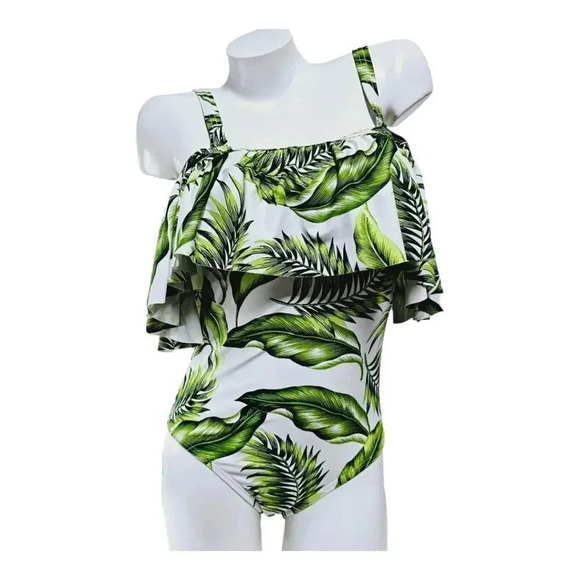 Gabifresh ruffle palm leaf swim suit 10 d/dd - Picture 2 of 12